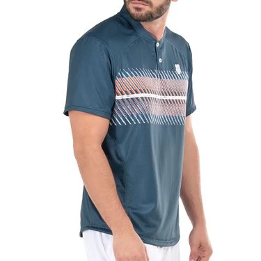 K-Swiss K Swiss Orion Blue & Polaris Short Sleeve Henley 3 K-Swiss K Swiss Orion Blue & Polaris Short Sleeve Henley