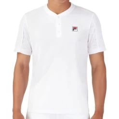 Fila White Line Short Sleeve Henley 7 Fila White Line Short Sleeve Henley -Professional Tennis Equipment Store TM31D099 100